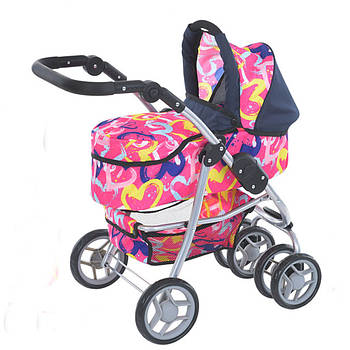 Дитячий візочок для ляльок на поворотних колесах з люлькою - переноскою та кошиком Melogo 9662M