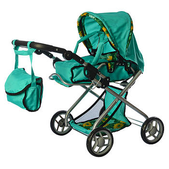 Дитячий візочок для ляльок на поворотних колесах з люлькою, переноскою, кошиком Melogo 9379/029