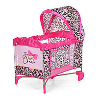 Кроватка - манеж для кукол с козырьком FiVEoNiNE T762032 Розовая с леопардовым рисунком