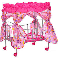 Кукольная кровать на съемных колесиках для кукол с матрасиком и подушкой Melogo 9350 / 015 Розовый