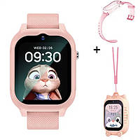 Детские смарт часы Lemfo K26 с GPS, видеозвонком, HD-камерой и 2 дополнительными корпусами в комплекте Розовый