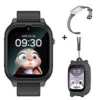 Детские смарт часы Lemfo K26 с GPS, видеозвонком, HD-камерой и 2 дополнительными корпусами в комплекте Черный