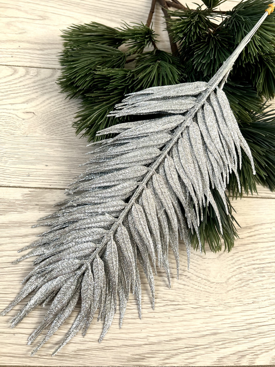 Лист папороті срібло. Новорічний срібний лист ( 10 штук), фото 1