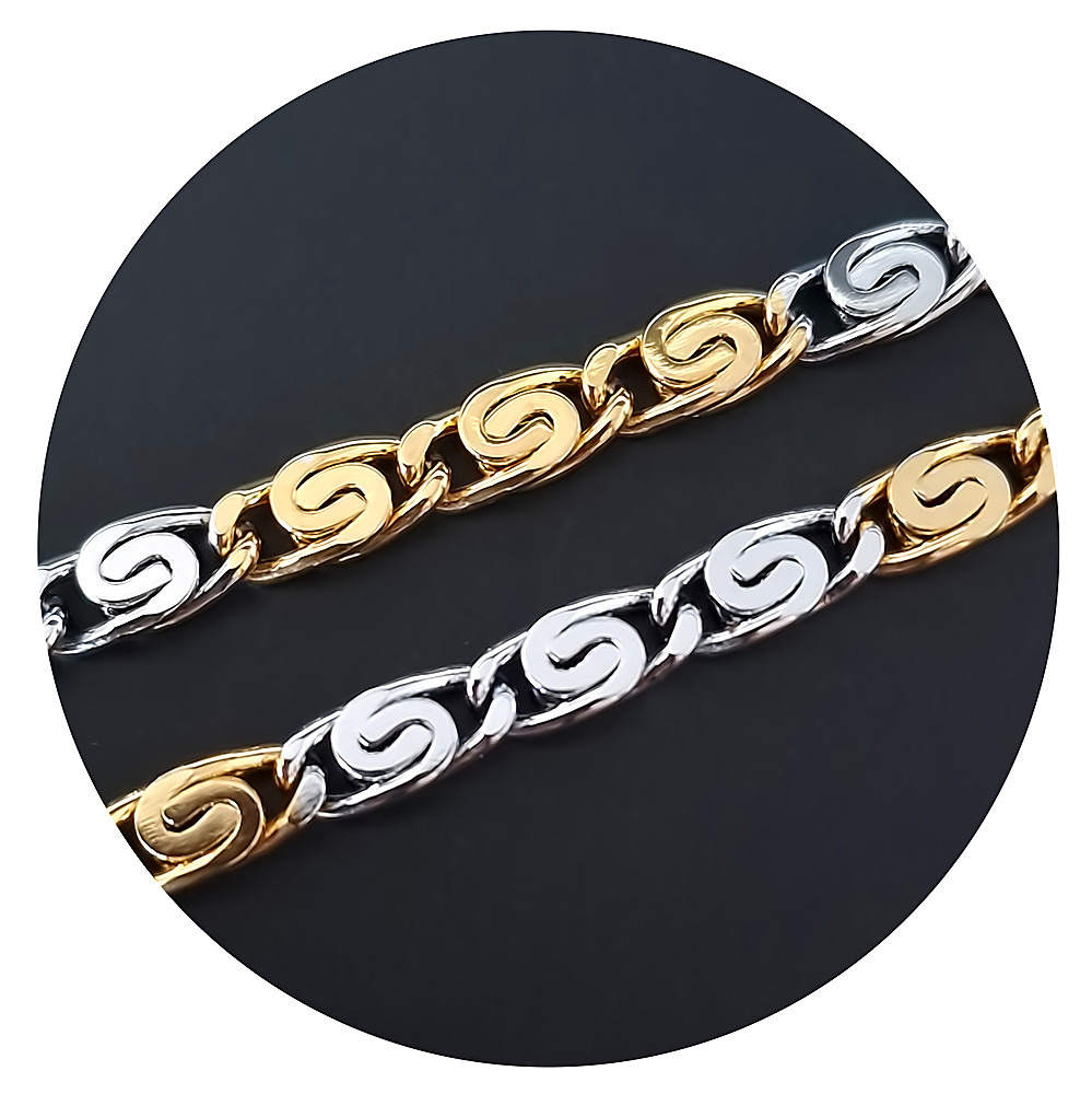 Ланцюжок Аthena Сталь Позолота з лимонним відтінком + родій Довжина: 51 см Товщина: 6 мм Плетіння: равлик