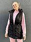 Плащова жилетка подовжена на блискавці з коміром-стійкою і капюшоном (р. 42-46) 514212, фото 4