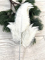 Гілочка папороті для декору. Новорічна гілочка папороті (біла 10 штук), фото 2