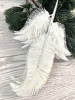 Гілочка папороті для декору. Новорічна гілочка папороті (біла 40 см), фото 5
