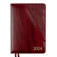 Ежедневник А5 Leo Planner датированный 2024 Whisky бордо 368 стр