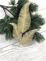 Гілочка папороті для декору. Новорічна гілочка папороті ( золото 10 штук), фото 8