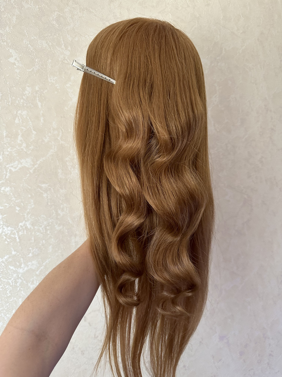 Манекен голова з натуральним волоссям 70% для зачісок навчальна перукарська для стрижки манікен, фото 6