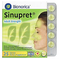 Bionorica, Sinupret, Adult Strength, поддержка здоровья носовых пазух и иммунной системы для взрослых, 25 табл