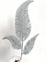 Гілочка папороті для декору. Новорічна гілочка папороті ( срібло 10 штук), фото 6