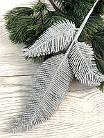 Гілочка папороті для декору. Новорічна гілочка папороті ( срібло 10 штук), фото 2