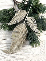 Гілочка папороті для декору. Новорічна гілочка папороті ( Шампань 10 штук), фото 8