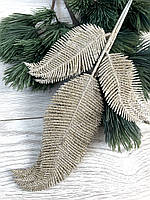 Гілочка папороті для декору. Новорічна гілочка папороті ( Шампань 10 штук), фото 3
