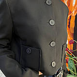 Піджак Модниця жіночий короткий з кишенями довгий рукав 48 чорний, фото 3