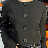 Піджак Модниця жіночий короткий з кишенями довгий рукав 48 чорний, фото 8