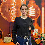 Піджак Модниця жіночий короткий з кишенями довгий рукав 48 чорний, фото 7