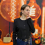 Піджак Модниця жіночий короткий з кишенями довгий рукав 48 чорний, фото 6