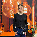 Піджак Модниця жіночий короткий з кишенями довгий рукав 48 чорний, фото 5