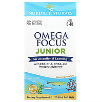 Nordic Naturals, Omega Focus Junior, для детей 6 18 лет, 120 мягких мини-таблеток
