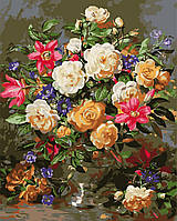 Букет роз в вазе. Цветы 40*50 Картина по номерам Оригами LW 1107