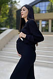 Костюм з трикотажу в рубчик для вагітних та годування, чорний, фото 4