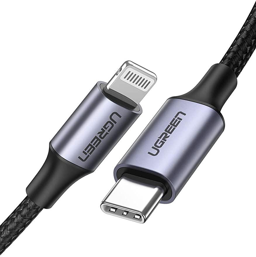 Кабель UGREEN Type-C to Lightning PD 20W Cable Aluminum Shell Braided 1м (чорний) US304
