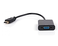 Конвертер HDMI (тато) на VGA(мама) 10cm, Black, 4K/2K, Пакет Q250