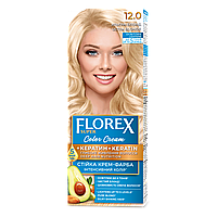 Стійка крем-фарба для волосся Florex КЕРАТИН 12.0 Ультра-блонд, 120 мл