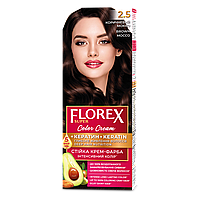 Стійка крем-фарба для волосся Florex КЕРАТИН 2.5 Коричневий мокко, 120 мл