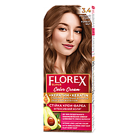 Стійка крем-фарба для волосся Florex КЕРАТИН 3.4 Лісовий горіх, 120 мл