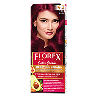 Стійка крем-фарба для волосся Florex КЕРАТИН 4.3 Рубін, 120 мл