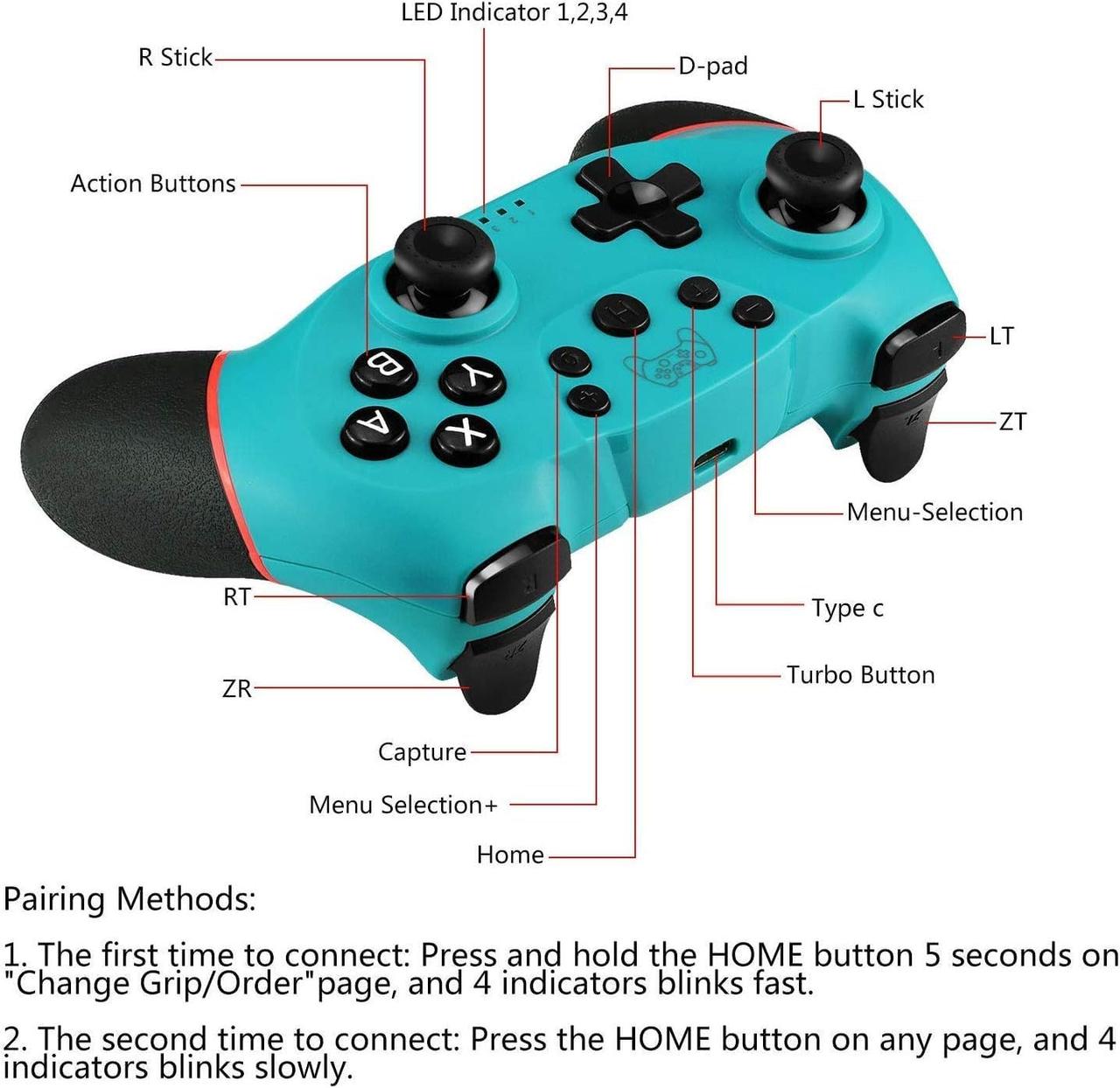Контроллер Diswoe Wireless Pro для Switch, Контроллер Bluetooth для ...
