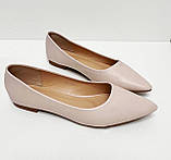 Бежеві матові туфлі човники низький хід 36 37 38 39 40, фото 3