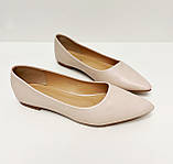 Бежеві матові туфлі човники низький хід 36 37 38 39 40, фото 4