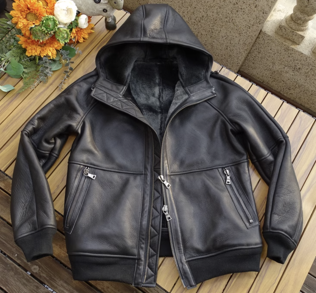 Чоловіча зимова дублянка з натуральної шкіри. (3030), фото 1