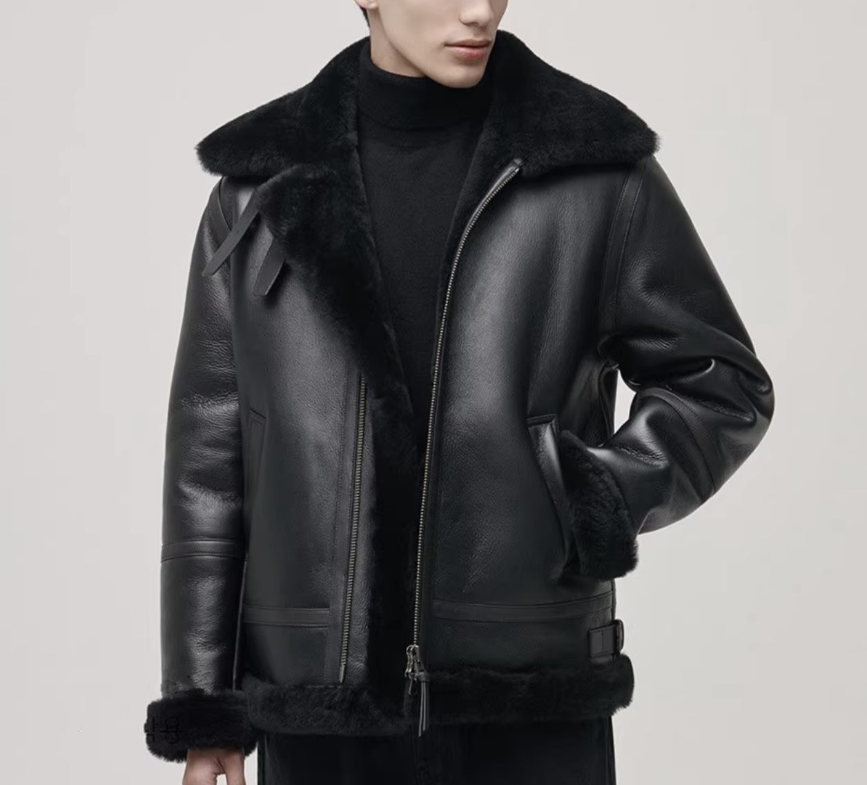 Чоловіча зимова шкіряна дублянка. (3032), фото 1