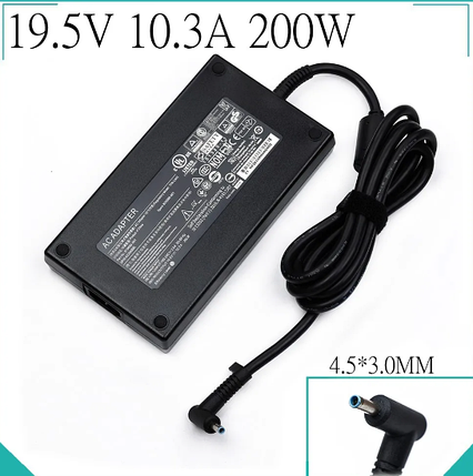 Блок живлення для ноутбука HP 19.5V 10.3A 200W (4.5*3.0) + Мережевий кабель, фото 1