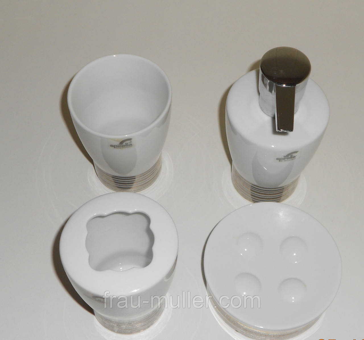 Вишуканий набір для ванної фарфоровий з позолотою Spirella, фото 1