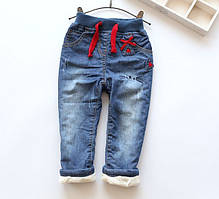 Утеплені джинсові штани для дівчаток