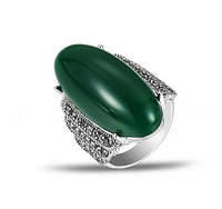 Винтажный стиль, кольцо с зеленым камнем в стразах, 18 р, 5226