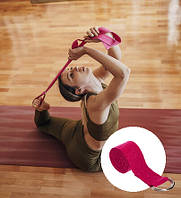 Ремень для йоги розовый, Ремень для растяжки и йоги 180х4 см