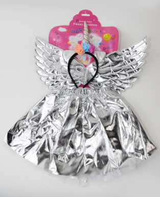 Карнавальний дитячий костюм "Єдиноріг" 3 предмети — карнавальний костюм для дівчинки колір — срібний