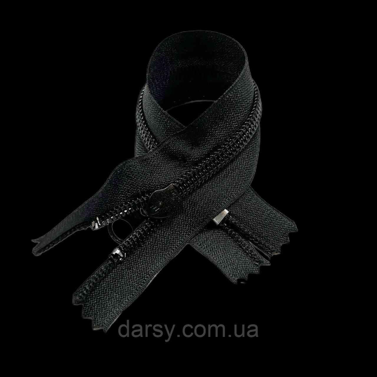 Блискавка реверсна спіральна нероз'ємна СП7 20 см нейлон колір Чорний, фото 1