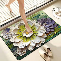 Діатомітовий килимок для ванної вологопоглинаючий 40x60 см квіти