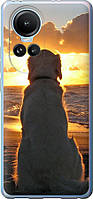 Чехол с принтом для Oppo Reno10 / на оппо рено 10 с рисунком Закат и собака