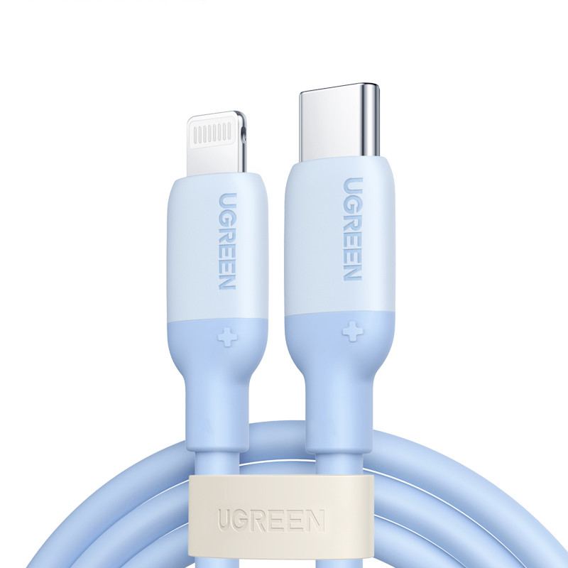 Кабель для швидкої зарядки Type-C - Lightning UGREEN 20W 3A Silicone Cable 1м (синій) US387