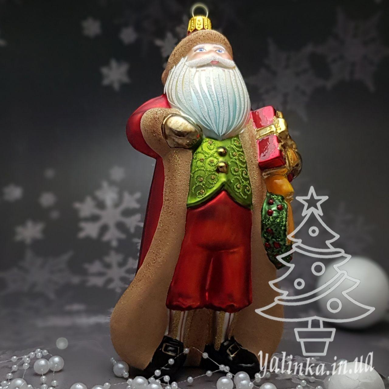 Скляна ялинкова іграшка Санта в жилетке европейский   Komozja Family Santa Claus