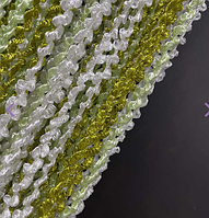 Веревочные шторы-нити радуга лапша с люрексом зелёный+оливковый+белый